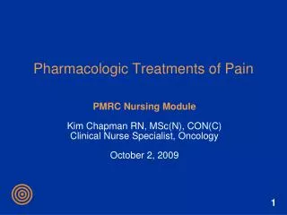 Pharmacologic Treatments of Pain