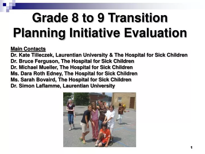 grade 8 to 9 transition planning initiative evaluation