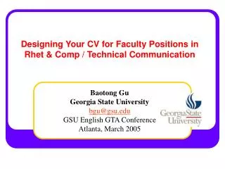 Designing Your CV for Faculty Positions in Rhet &amp; Comp / Technical Communication