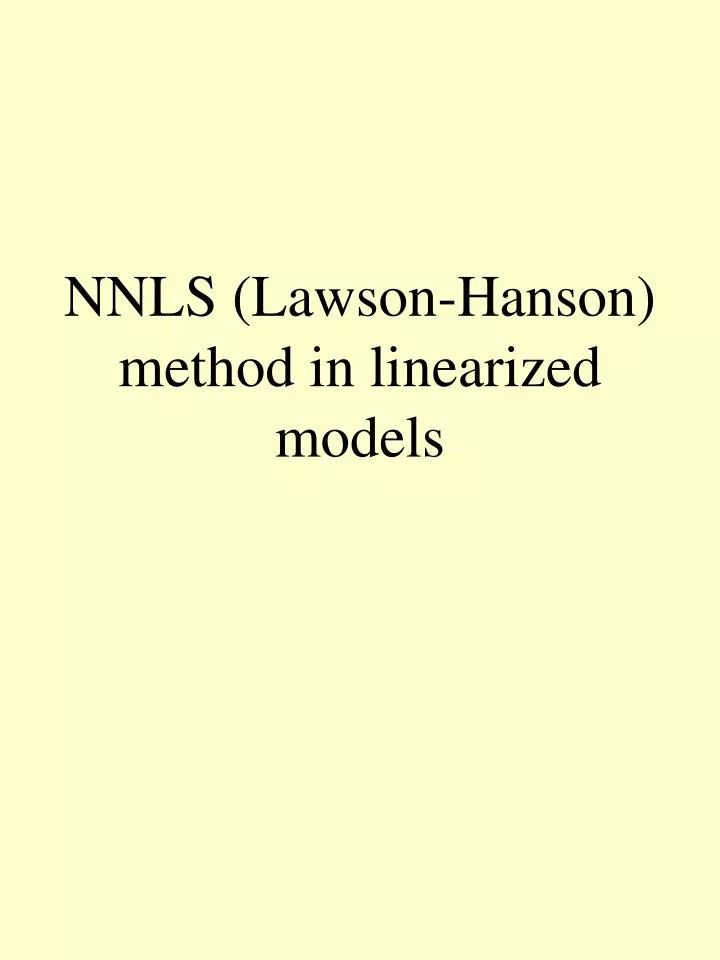 nnls lawson hanson method in linearized models