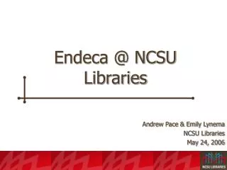 Endeca @ NCSU Libraries
