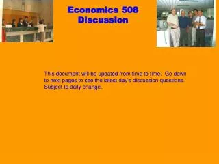 Economics 508 Discussion