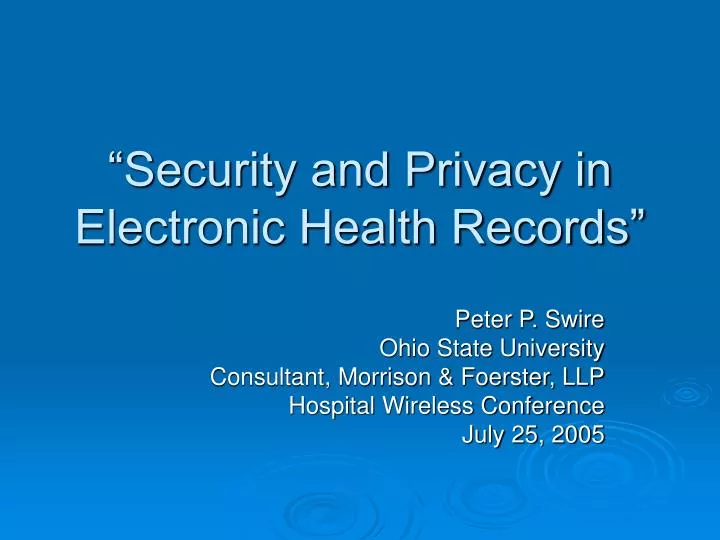 security and privacy in electronic health records