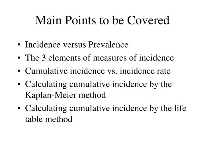 main points to be covered