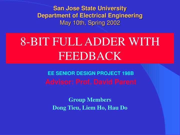 san jose state university department of electrical engineering may 10th spring 2002
