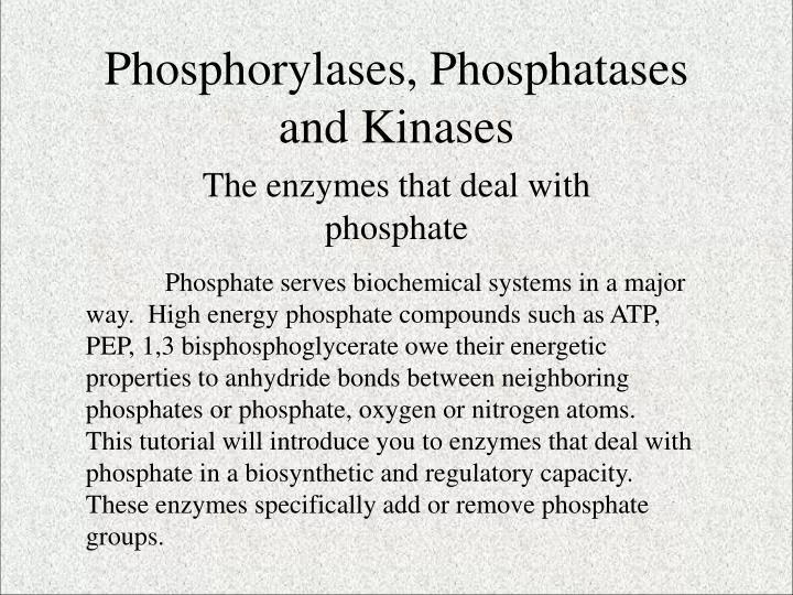 phosphorylases phosphatases and kinases