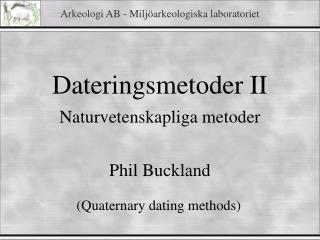 dateringsmetoder ii