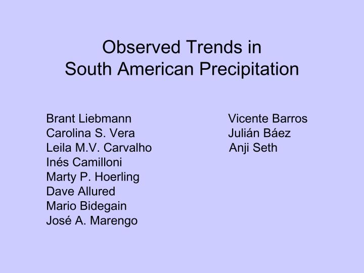 observed trends in south american precipitation