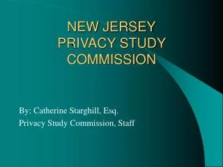 NEW JERSEY PRIVACY STUDY COMMISSION
