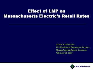 Effect of LMP on Massachusetts Electric’s Retail Rates