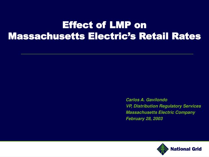 effect of lmp on massachusetts electric s retail rates