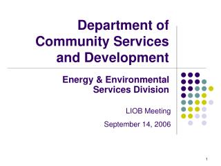 Department of Community Services and Development