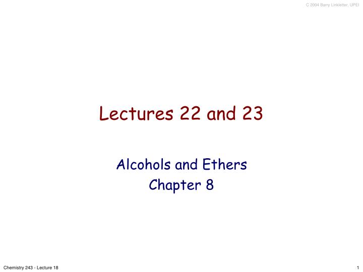 lectures 22 and 23