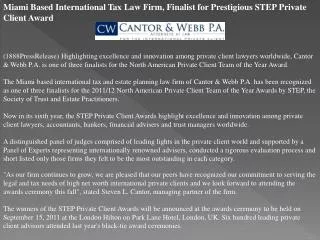 miami based international tax law firm, finalist for prestig