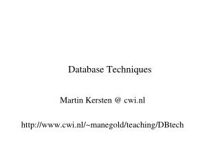 Database Techniques