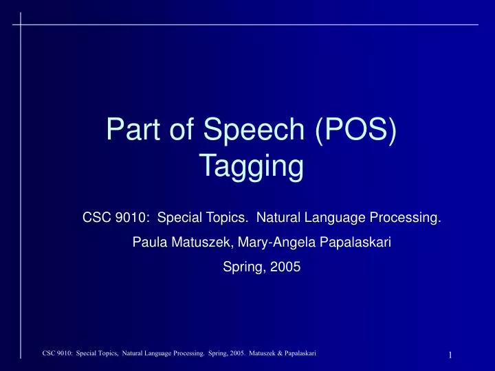 part of speech pos tagging