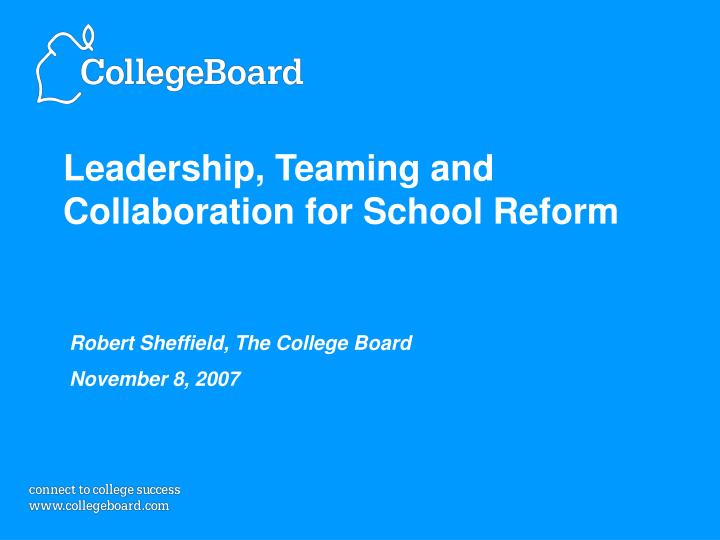 leadership teaming and collaboration for school reform