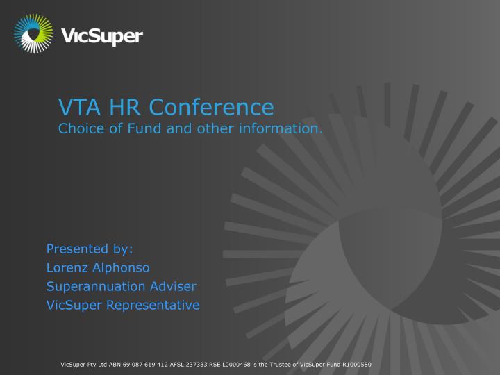 vta hr conference choice of fund and other information
