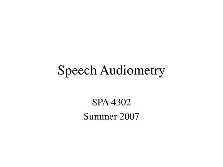 speech audiometry