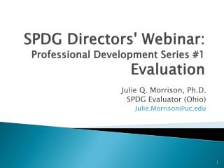 SPDG Directors' Webinar: Professional Development Series #1 Evaluation