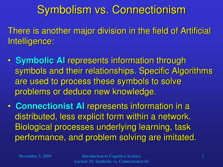 symbolism vs connectionism