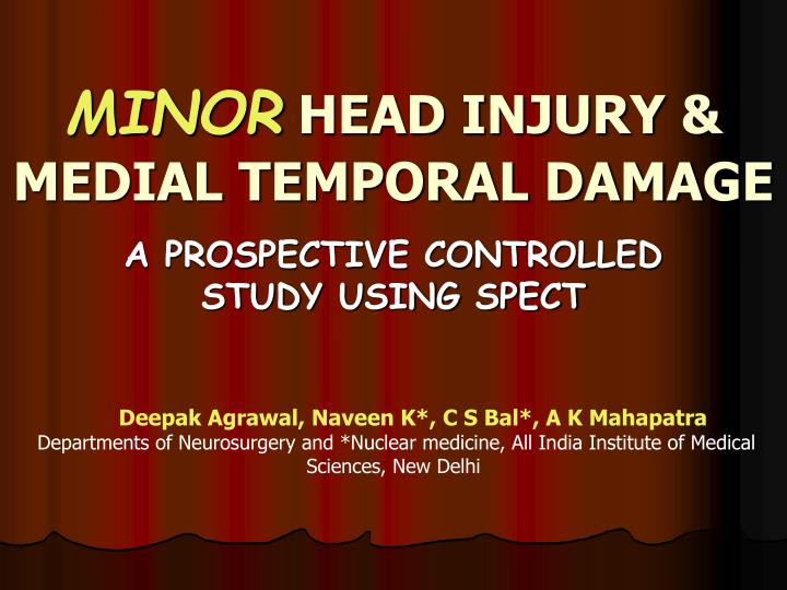 minor head injury medial temporal damage