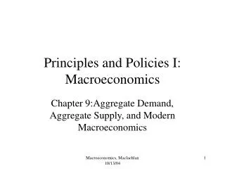 Principles and Policies I: Macroeconomics