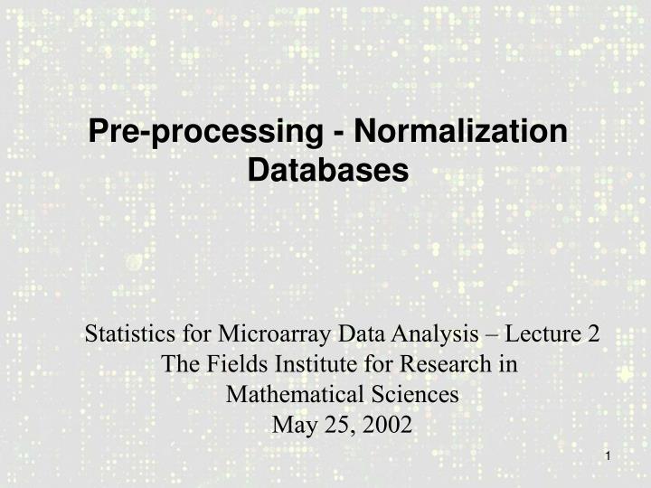 pre processing normalization databases