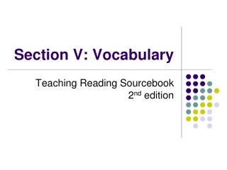 Section V: Vocabulary