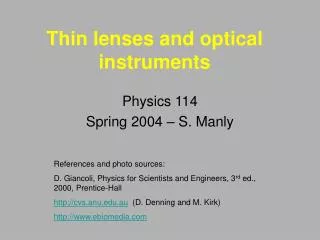 Thin lenses and optical instruments