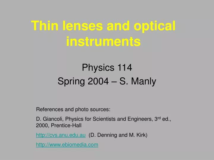 thin lenses and optical instruments