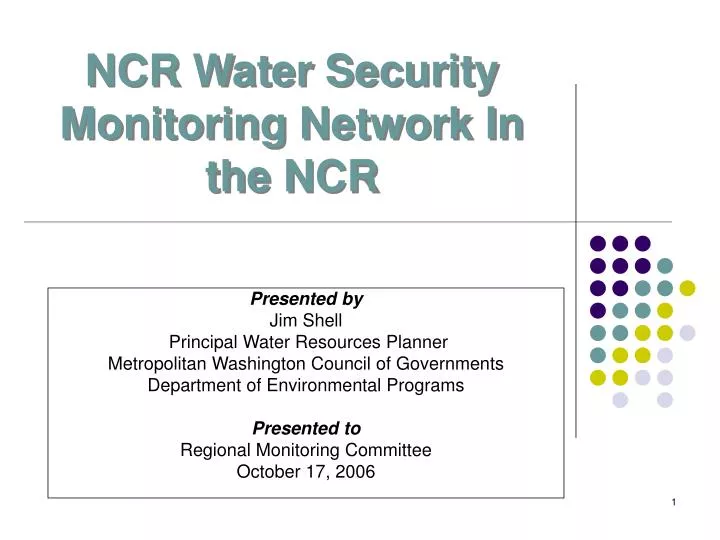 ncr water security monitoring network in the ncr