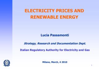 ELECTRICITY PRICES AND RENEWABLE ENERGY