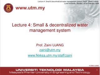 Lecture 4: Small &amp; decentralized water management system