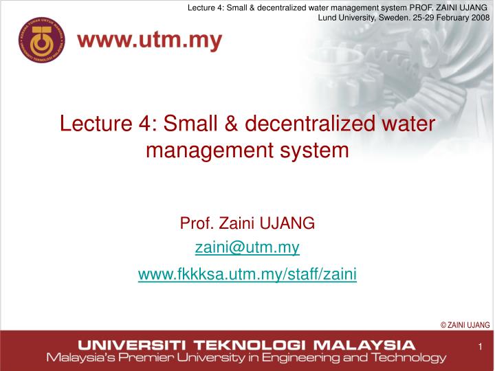 lecture 4 small decentralized water management system