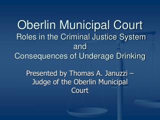 Oberlin Municipal Court Roles in the Criminal Justice System and Consequences of Underage Drinking