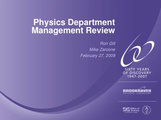 Physics Department Management Review