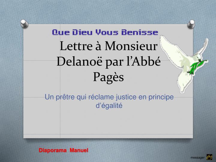 lettre monsieur delano par l abb pag s