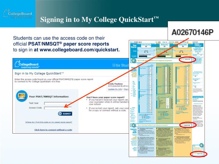 signing in to my college quickstart