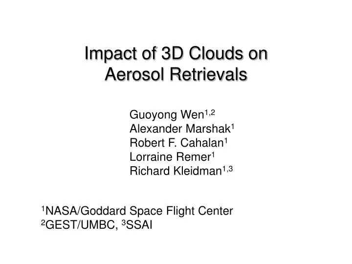 impact of 3d clouds on aerosol retrievals