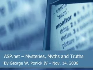 asp net mysteries myths and truths