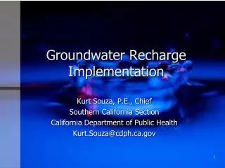 Groundwater Recharge Implementation