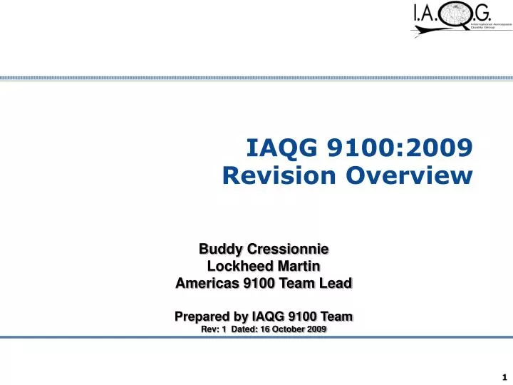 iaqg 9100 2009 revision overview