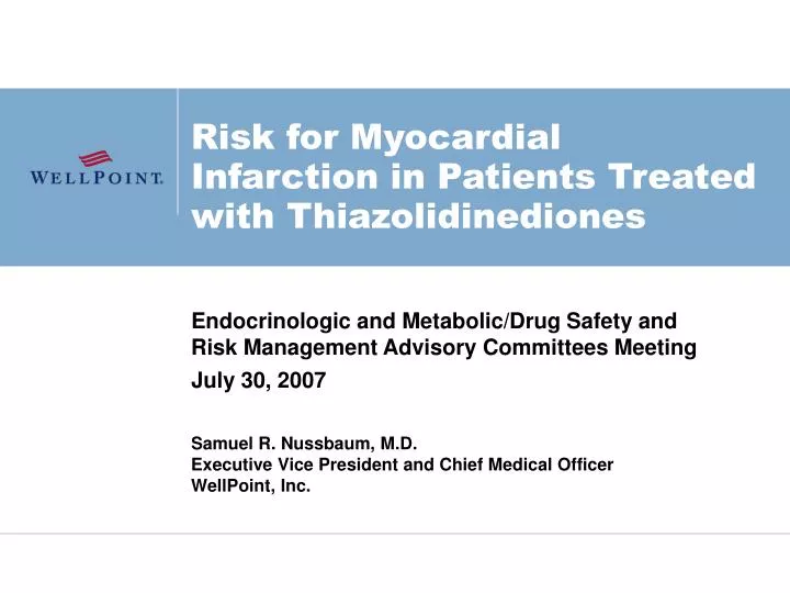 risk for myocardial infarction in patients treated with thiazolidinediones