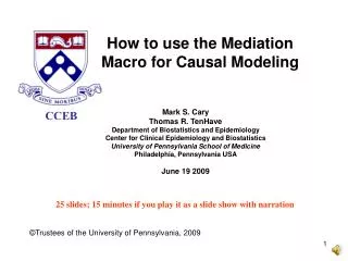 How to use the Mediation Macro for Causal Modeling