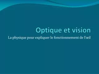optique et vision