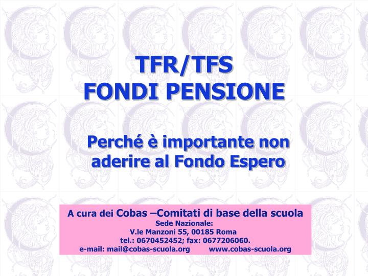 tfr tfs fondi pensione