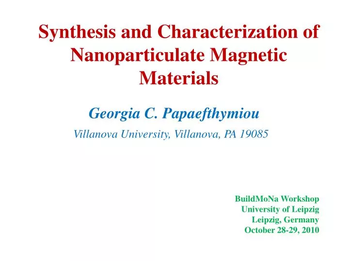 synthesis and characterization of nanoparticulate magnetic materials