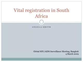 Vital registration in South Africa