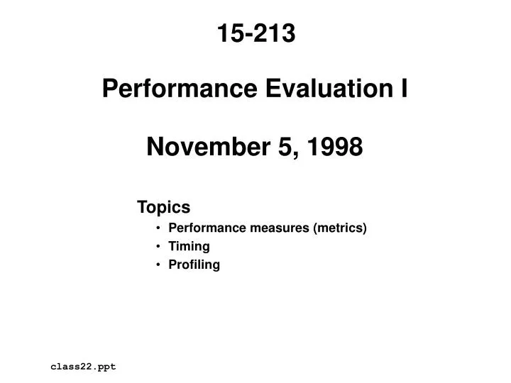 performance evaluation i november 5 1998